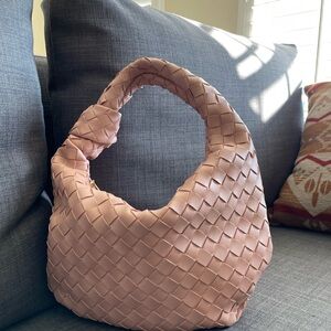 Sincerely Jules Pink Woven Knot Hobo Bag